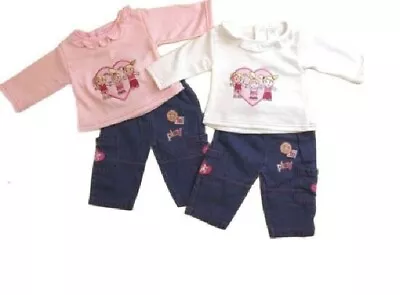 £7.29 • Buy Baby Babies Girls Denim Jean Suit Cotton Newborn Long Sleeve Top Prem Outfit Set