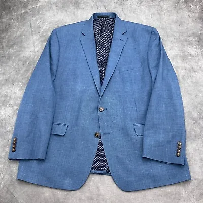 Chaps Blazer Men 48R Blue Woven Poly Stretch Classic Career Suit Jacket • $37.97