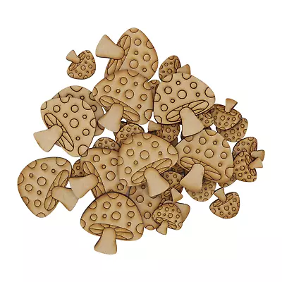 MDF Mushroom Detailed Craft Shapes Embellishments Decorations Wooden Blanks • £2.74