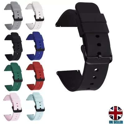 £5.99 • Buy Black Buckle Soft Silicone Rubber Watch Smart Band Strap Quick Release Uk