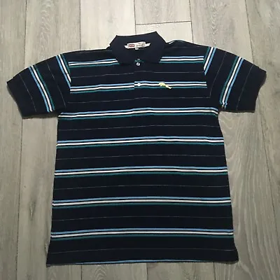 Jaguar Of London Shirt Mens Large Blue Cotton Polo Stripe Embroidered Logo   • £11.96