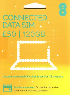 EE PAYG SIM Card Preloaded With 120GB Of Data To Use For 12 Months • £47.99