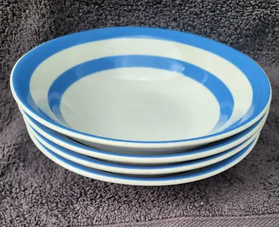 4 T.G. Green Gresley Cornishware Blue White Cereal Bowls • $85