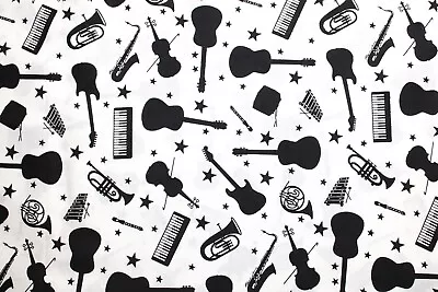 Blank Quilting Fabric Black & White - Musical Instruments #6177. 2011. BTY. B752 • $5.75