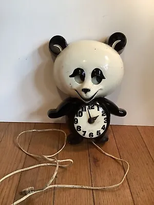 Original Spartus Moving Eye Panda Wall Clock Mid Century For Parts Or Repair • $25