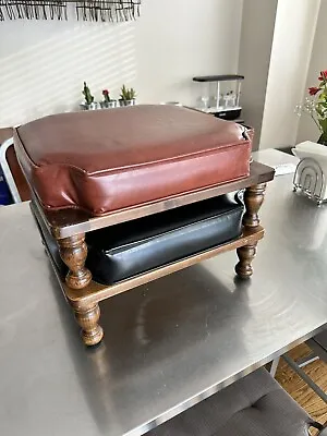 2 VTG ETHAN ALLEN BAUMRITTER Stacking Nesting Footstool Ottoman Black &Brown MCM • $179