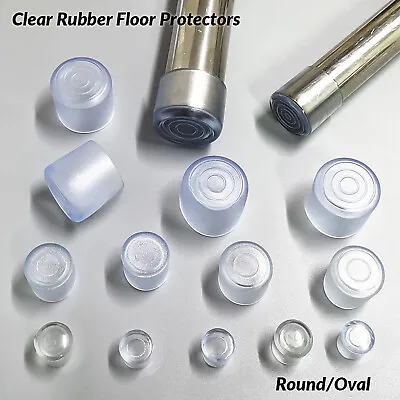Floor Protectors Chair Leg Caps Non-Slip Covers Furniture Feet Clear Rubber Pads • £1.55