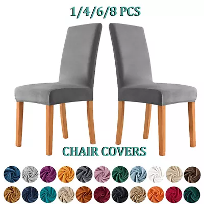 $25.99 • Buy Chairs Cover 4/6/8 Pack Thick Velvet Dining Chair Covers Slip Covers Dining Room