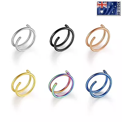 $6.45 • Buy Surgical Steel Hoop Ring Sleeper Earrings Lip Ear Nose Body Piercing 1PC 6-10 MM
