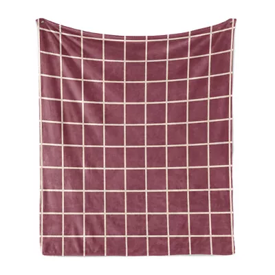 Grid Soft Flannel Fleece Throw Blanket Simplistic Mesh Graphic Art • £42.99