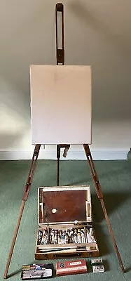 Vintage Winsor And Newton Artist's Field Easel With Range Of Artist's Materials • £95