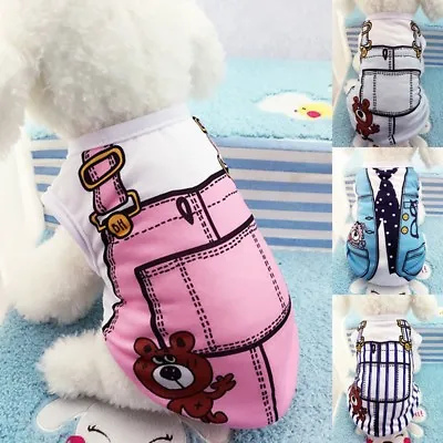 £3.71 • Buy Pet Dog Cat Cute Printed T-shirt Clothes Vest Coat Puppy Costumes Outfit