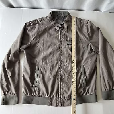 Members Only Gray Racer Bomber Jacket Mens L (Fits Like Medium See Measurements) • $22.99