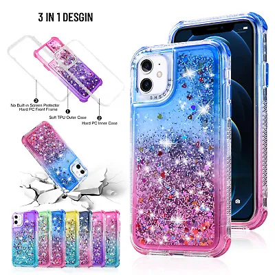 For IPhone 15 14 13 Pro Max 12 11 XS XR Shockproof Bling Liquid Glitter Case • $15.02