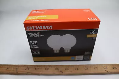 (2-Pk) Sylvania Natural LED Bulb Globe Frosted Dimmable Soft White G25 E26 60W • $7.98