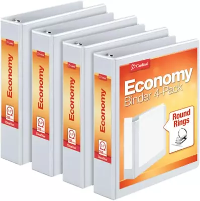 1.5 Inch 3 Ring Binder Round Ring White 4 Pack Holds 350 Sheets (79517) • $26.34