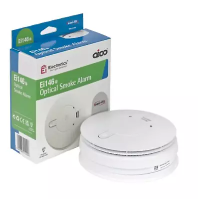 £29.93 • Buy AICO Ei146E / Ei146RC MAINS OPTICAL SMOKE ALARM DETECTOR BATTERY BACK UP W BASE