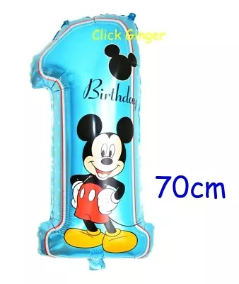 Mickey Mouse 1st First Birthday Blue No 1 Foil Balloon 70cm Helium Decoration • $3.95