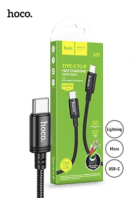 $12.99 • Buy Hoco X89 USB-C To Lightning Braided Super Tough Cable 100cm - Black