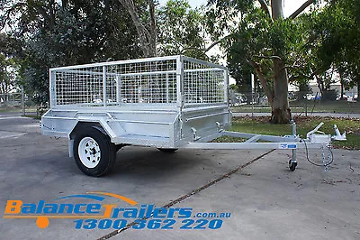 7x5 GALVANISED FULLY WELDED BOX TRAILER WITH 600mm CAGE & BRAKE ATM 1400KG • $2750