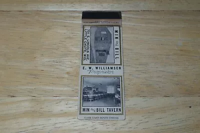 Vintage Min And Bill Tavern Little Chute Wisconsin Matchbook Cover Struck Black • $6.43