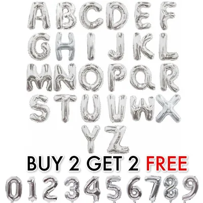 16  Silver Numbers & Letters Foil Balloons 18th 21st 25th Birthday Theme Party  • £1.29