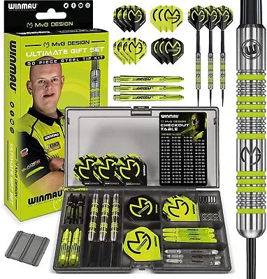 WINMAU Michael Van Gerwen MvG Steeltip Gift Set - 50 Piece Darts Set With 4 Sets • $58.61