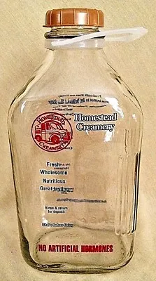 $29.99 • Buy Homestead Creamery Bottle Burnt Chimney Va Half Gallon Glass Stanpac Handle.