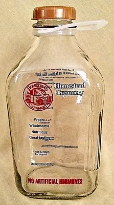$29.99 • Buy Homestead Creamery Bottle Burnt Chimney Va Half Gallon Glass Stanpac Handle.
