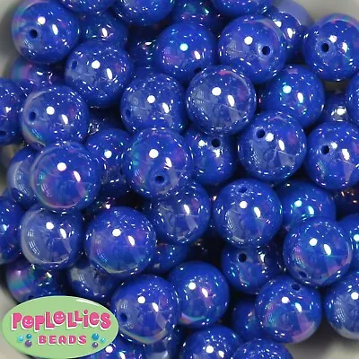 20mm Royal Blue AB Finish  Acrylic Miracle Bubblegum Beads Lot 20 Pc Chunky  • $7.85