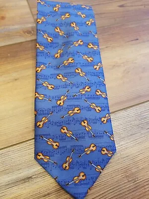 Alynn Violin Print Handmade Silk Tie Violinist Music Necktie Orchestra Musician  • $7.25