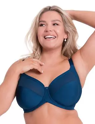 Curvy Kate Wonderfully Full Cup Bra Womens Balcony Daily Lingerie CK061102 Blue • £25.90