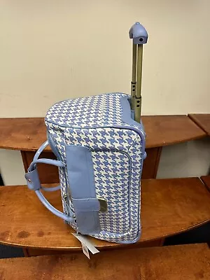 New Samantha Brown Rolling Embossed Houndstooth Wheeled Weekender Lavender/white • $169.95