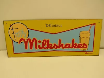 Delicious Frosty Milkshakes Mummert Metal Advertising Sign Vintage 17.5” X 6.5” • $45