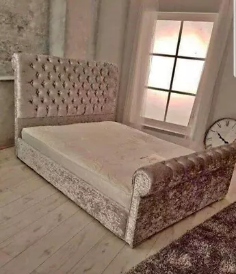 £216.19 • Buy 2022 New Year Stylish Sleigh Chesterfield Upholstered  Crushed Velvet Bed 
