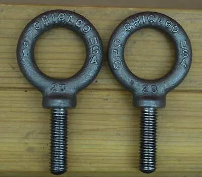 2X Chicago Hardware # 23 Eye Bolt With Shoulder 3/8 -16 Bolt • $13.95