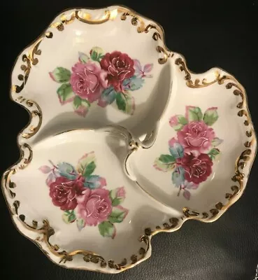 Vintage UCAGCO China Hand Painted Roses Tea Party Serving Dish Vanity Tray Japan • $18