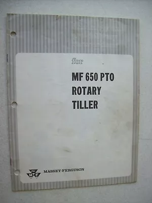 Original Massey Ferguson ~ MF 650 PTO Rotary Tiller ~ Assembly Instructions 1967 • $12.99