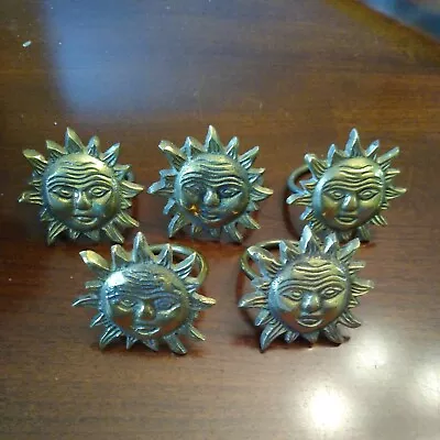 $16 • Buy Brass  Sun Napkin Rings Set Of 5
