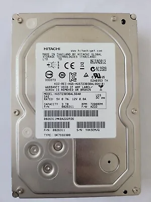 Hitachi 3tb Sas 3.5  Hard Drive Model: Hus723030als640 P/n: 0b26311 • $25