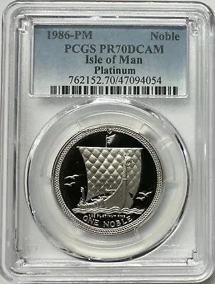 1986-PM Isle Of Man 1 Oz Platinum Noble PCGS PR-70 DCAM • $2990