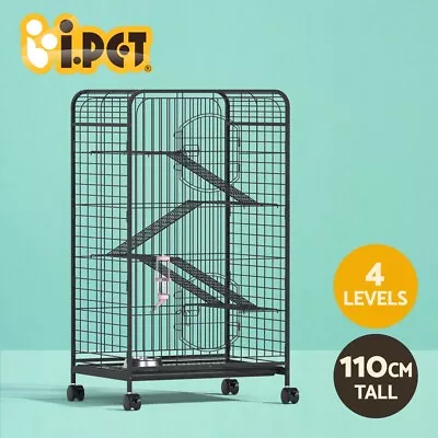 I.Pet Rabbit Cage Indoor Hutch Guinea Pig Bird Ferret Cat Hamster 110cm 4 Level • $99.95