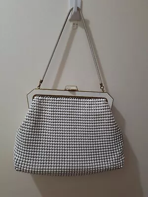 Oroton Vintage White Metal Mesh Silver Hardware Handbag Made In West Germany • $99