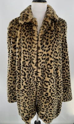 $49 • Buy Women's Zara Leopard Print Faux Fur Coat Size Small