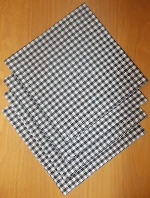 £8.50 • Buy Napkins Set Of 4 Black Gingham Fabric 19  X 19  Square (65% Poly 35% Cotton)