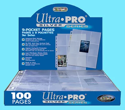 $24.79 • Buy 100 ULTRA PRO SILVER 9-POCKET Card Pages Sheets Binder Baseball Sport Box Coupon