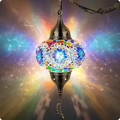 Turkish Moroccan Pendant Hanging Ceiling Light W/ 15' Cord Tiffany Style Mosaic • $59.99