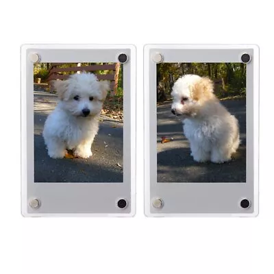 2 PCS 3-inch 2-Sided Clear Acrylic Refrigerator Magnetic Photo Frame-Elegant ... • $20.33