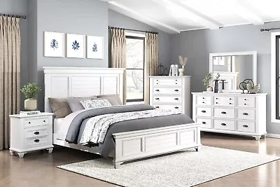 NEW White Queen King 5PC Modern Rustic Bedroom Transitional Furniture B/D/M/N/C • $1899.99