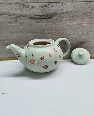 Le Creuset Stoneware Customised Teapot With Lid Eggshell Green With Petals • £14.99